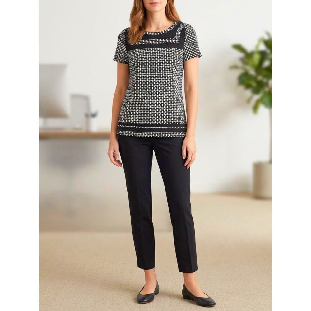 Anthropologie Postmark Basketweave Tunic Top Black White Size Small - Picture 9 of 9